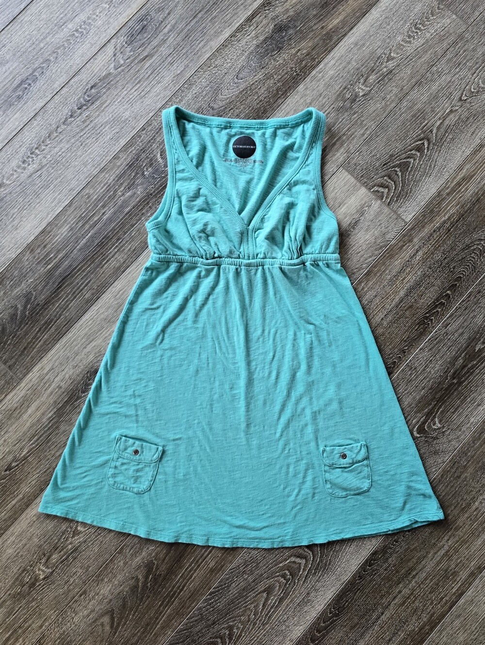 Victoria's Secret vintage y2k teal green babydoll tank top with pockets S